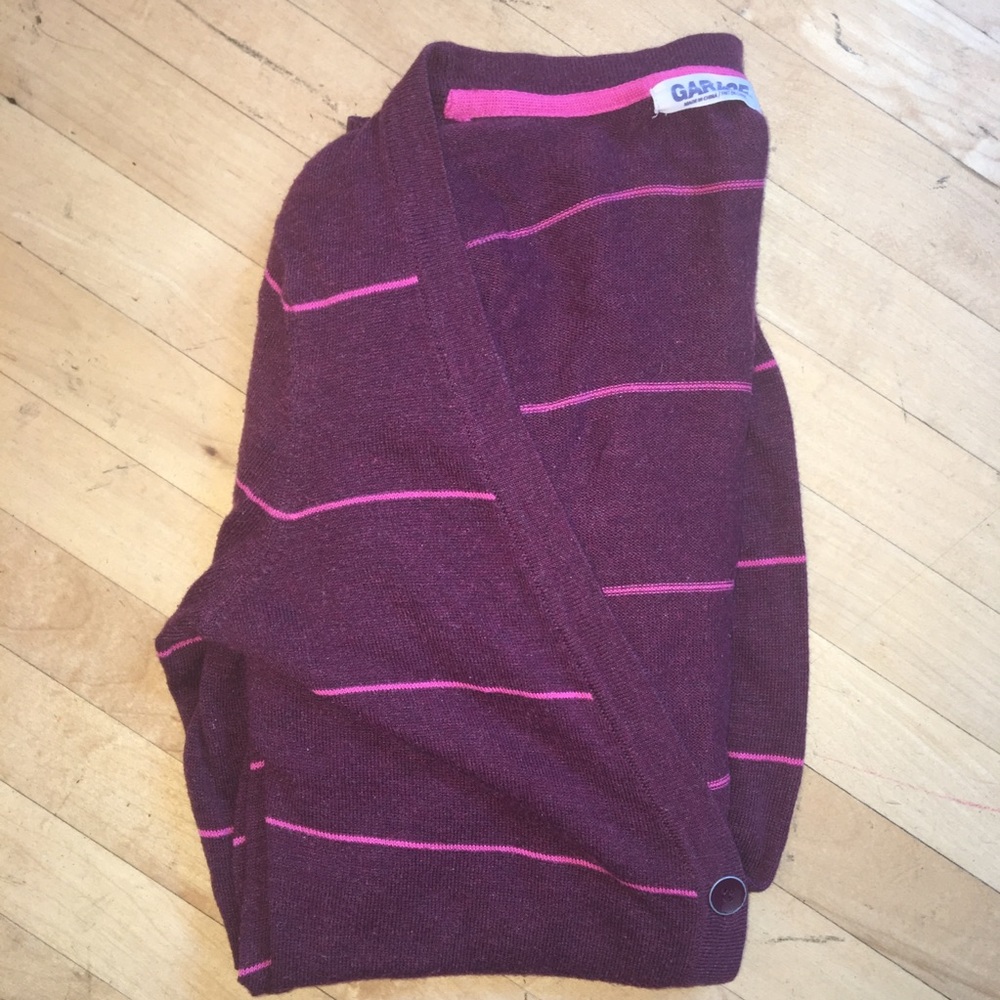 Burgundy and Pink Stripped Garage Cardigan